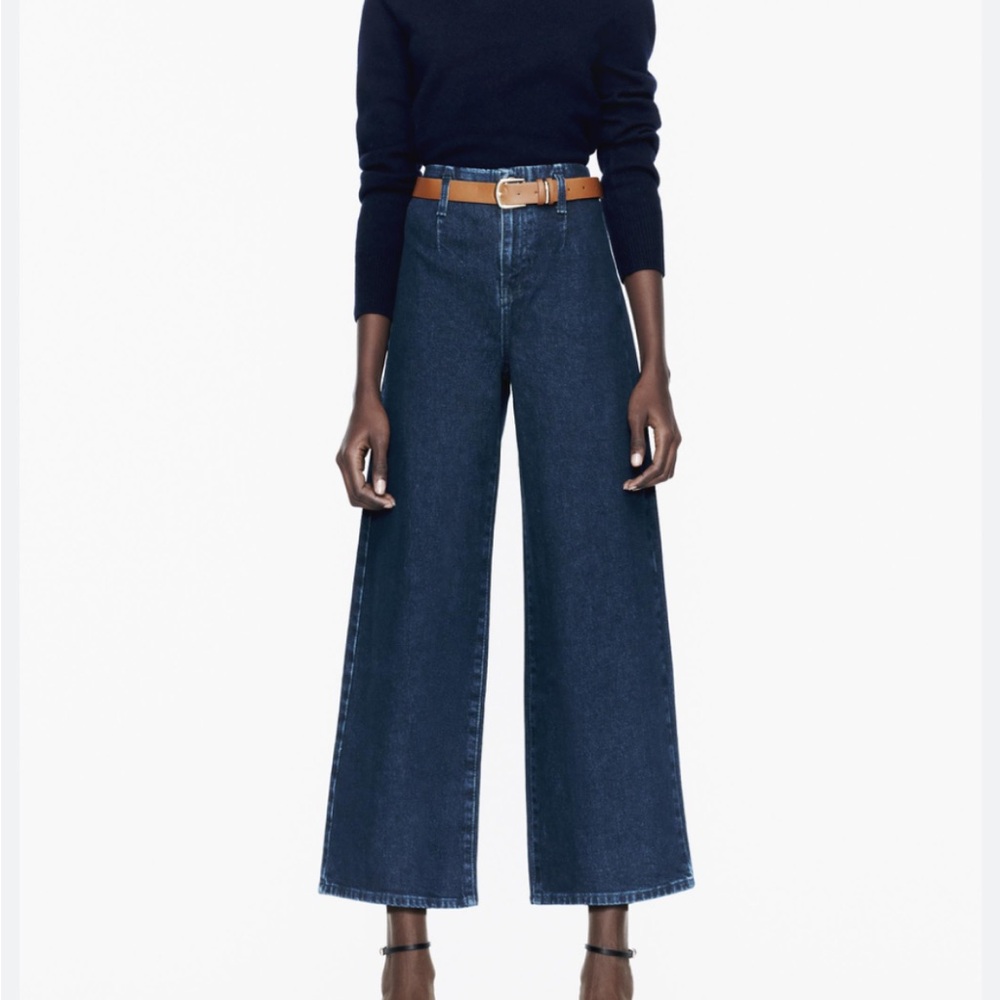 Zara Wide-Leg Cropped Denim Trouser
